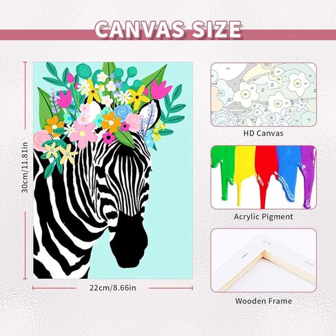 Tiny Fun 4 Pack Paint by Numbers Att for البالغين مع مجموعة طلاء مؤطرة ، DIY من مشروب الكوكتيل موضوع القماش المطبوع مسبقًا مع فرش دهانات معلقة مجموعات ديكور المنزل الودية هدية 9x12inch in Kuwait