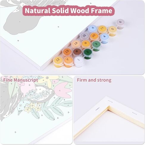 Tiny Fun 4 Pack Paint by Numbers Att for البالغين مع مجموعة طلاء مؤطرة ، DIY من مشروب الكوكتيل موضوع القماش المطبوع مسبقًا مع فرش دهانات معلقة مجموعات ديكور المنزل الودية هدية 9x12inch in Kuwait