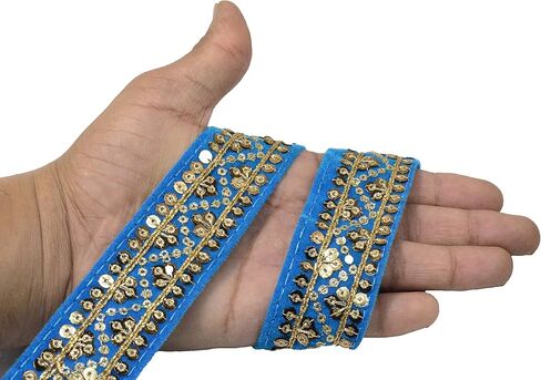 Craft Love Sequence Velvet Zari Lace 9.2 Yards/ 8.5 Meters for Sewing Decoration & Crafts (3 cm Wide), Red, ART-12042022A5 in Kuwait