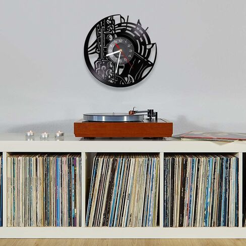 Saxophone Musical Instrument LED Wall Clock, Vinyl Record Wall Clock with 7 Colors Changing Silent Non Ticking Classical Jazz Music Wall Watch Clock for Music Room Music Studio (12inch) in Kuwait
