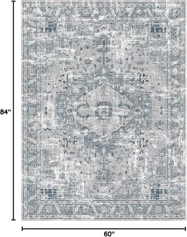 Vintage Area Rugs Living Room Boho Washable Hop Pink Green 5x7 Neutral Modern Non Slip Carpet for Nursery Dining Room Bedroom Farmhouse in Saudi Arabia