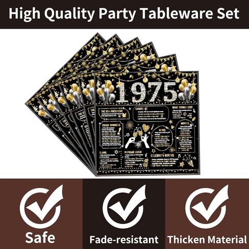50PCS 70th Birthday Napkins 70th Birthday Decorations for Women Men 70th Anniversary Decorations Vintage 1955 Disposable Napkins Black Gold 6.5" x 6.5" in Saudi Arabia