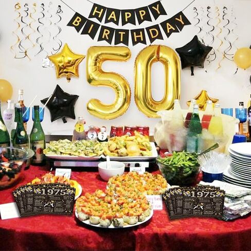 50PCS 70th Birthday Napkins 70th Birthday Decorations for Women Men 70th Anniversary Decorations Vintage 1955 Disposable Napkins Black Gold 6.5" x 6.5" in Saudi Arabia