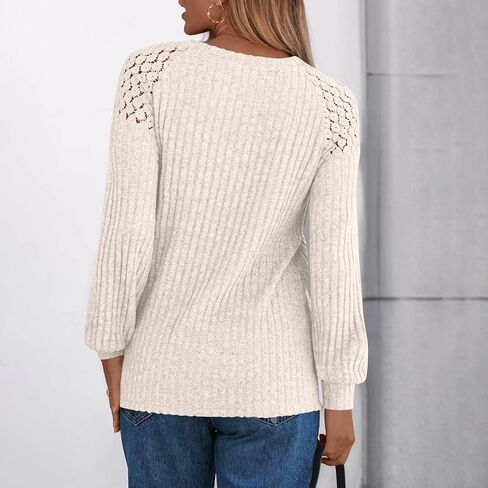 Women Blouses Dressy Casual Long Sleeve Crewneck Shirts Lace Fall Fashion Casual Comfy Fall Tops in Saudi Arabia
