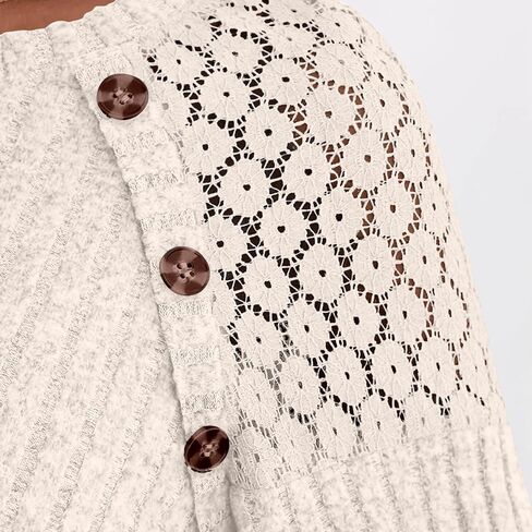 Women Blouses Dressy Casual Long Sleeve Crewneck Shirts Lace Fall Fashion Casual Comfy Fall Tops in Saudi Arabia