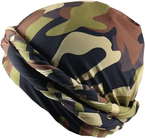 Turban for Men Halo Turban Camouflage Satin Lined Turban for Men Head Wraps for Men Turban for Sleeping Nature Hair in Kuwait
