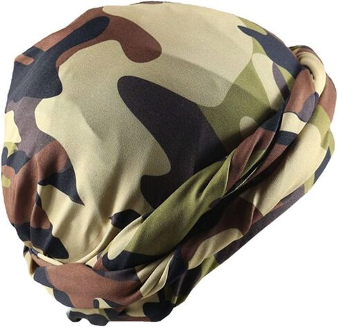 Turban for Men Halo Turban Camouflage Satin Lined Turban for Men Head Wraps for Men Turban for Sleeping Nature Hair in Kuwait