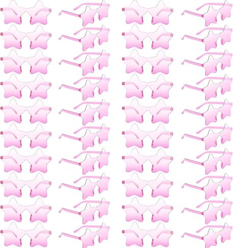 10/20/30/40 Pack Star Sunglasses Rimless Transparent Pentagram Shaped Sunglasses Bulk Party Favor Glasses for Women (20, Yellow) in Kuwait