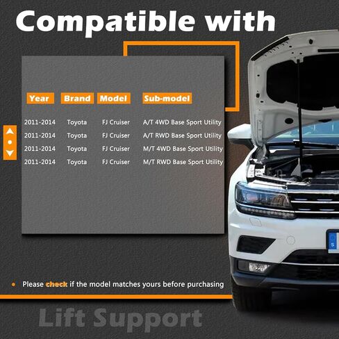 16.6 في 2PCS الدعم الدعم لرفع الغاز صدمات ربيع الغاز قضيب متوافق مع Toyota FJ Cruiser 2011-2014 استبدال # 53440-0W160 534500W210 in Saudi Arabia