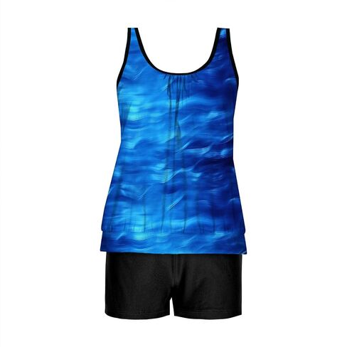 Lastesso Womens Tankini Bathing Suits Trendy Blouson Swim Tank Top with Shorts Fashion Vacation Print Summer Bathing Suits in Saudi Arabia