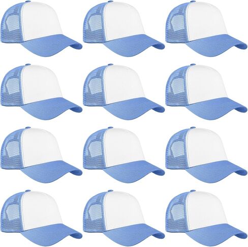 Falari 12 Pack Bulk Wholkale Mesh Trucker Hats 5 لوحة و 6 ألواح بيسبول أغطية للرجال والنساء in Kuwait