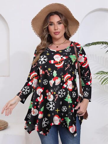 BELAROI Plus Size Tops for Women 3/4 Sleeve Tunic to Wear with Leggings Fall Shirts Casual Swing Blouse Loose Fit in Kuwait