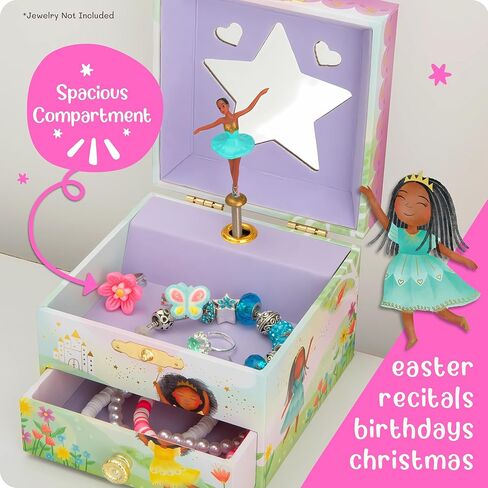 Musical Fairy Jewelry Box for Girls - Kids Music Box with Spinning Fairy and Mirror, Princess Gifts for Little Girls, Jewelry Boxes, Childrens Birthday Gift - Ages 3-10, Pink in Kuwait