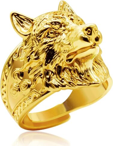 القوطية المخصصة Viking Wolf Vintage Retro Cool Mens Rings Rings Copper Rings Band Rings Attract in Kuwait