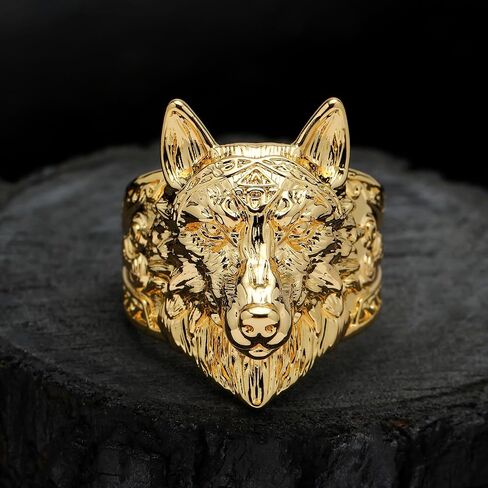 القوطية المخصصة Viking Wolf Vintage Retro Cool Mens Rings Rings Copper Rings Band Rings Attract in Kuwait