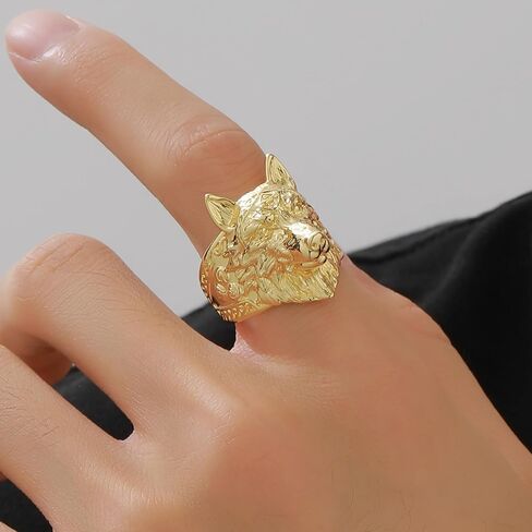 القوطية المخصصة Viking Wolf Vintage Retro Cool Mens Rings Rings Copper Rings Band Rings Attract in Kuwait