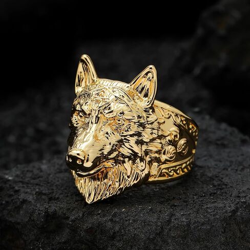 القوطية المخصصة Viking Wolf Vintage Retro Cool Mens Rings Rings Copper Rings Band Rings Attract in Kuwait