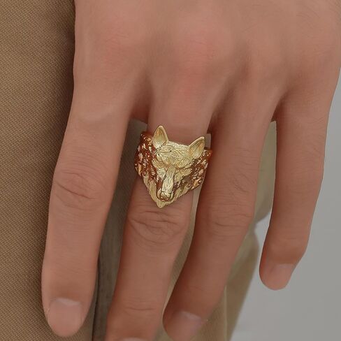 القوطية المخصصة Viking Wolf Vintage Retro Cool Mens Rings Rings Copper Rings Band Rings Attract in Kuwait
