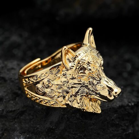 القوطية المخصصة Viking Wolf Vintage Retro Cool Mens Rings Rings Copper Rings Band Rings Attract in Kuwait