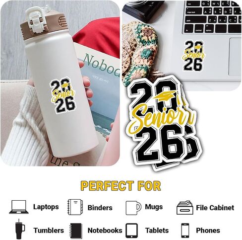 (3pcs - 3in) فئة كبار من 2026 ملصق التخرج - فئة ملهمة من 2026 اقتباس فينيل شارات مقاومة للماء للكمبيوتر المحمول ، زجاجة الماء ، السيارة ، البهلوان (4 ، 3 بوصات) in Kuwait