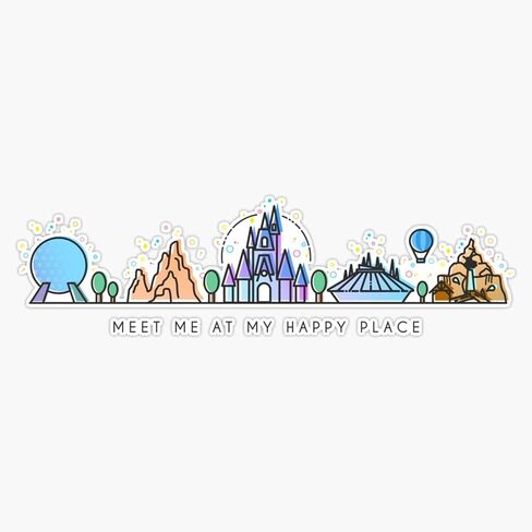 قابلني في My Happy Place Vector Orlando Park Park Design Design Design Sticker Sticker Vinyl Decal 5 " in Kuwait