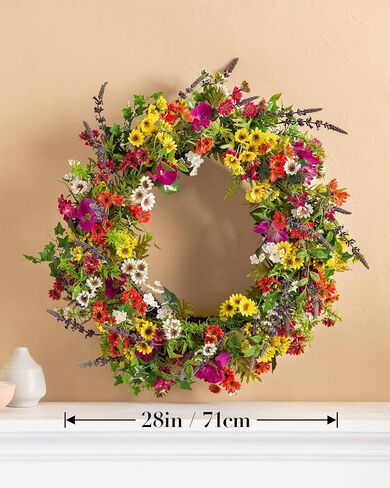 Balsam Hill 28in Meadow Outdoor Floral Artificial Wreath in Saudi Arabia