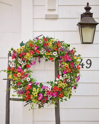 Balsam Hill 28in Meadow Outdoor Floral Artificial Wreath in Saudi Arabia
