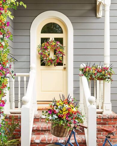 Balsam Hill 28in Meadow Outdoor Floral Artificial Wreath in Saudi Arabia