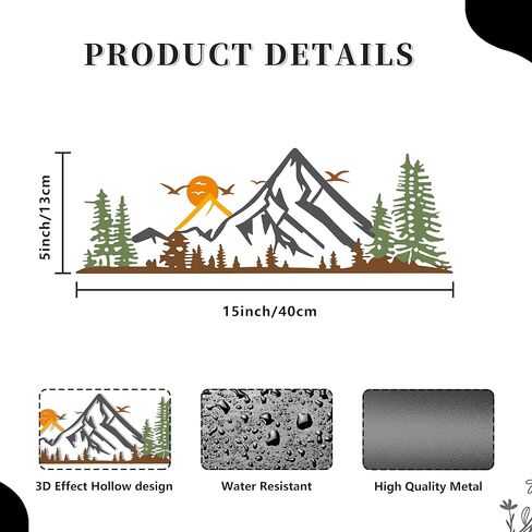 Dicywudi ملون معدني 15.7 × 5.3 بوصة ديكور الجدار الجبلي - جدار الحد الأدنى أو المطبخ الداخلي غرفة نوم غرفة المعيشة غرفة الطعام in Kuwait