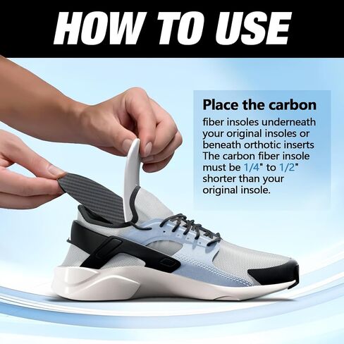 Carbon Fiber Insole 1 Pair, Rigid Thin Foot Plate Shoe Insert for Men Women, Support Turf Toe, Foot Fractures, Morton's Toe, Morton Extension, Hallux Rigidus and Limitus - Alternative to Post Op Shoe in Saudi Arabia