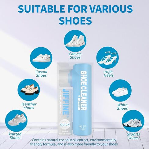 Shoe Cleaner Kit 4 Oz - White Shoe Cleaning Solution with Brush & Towel in Saudi Arabia