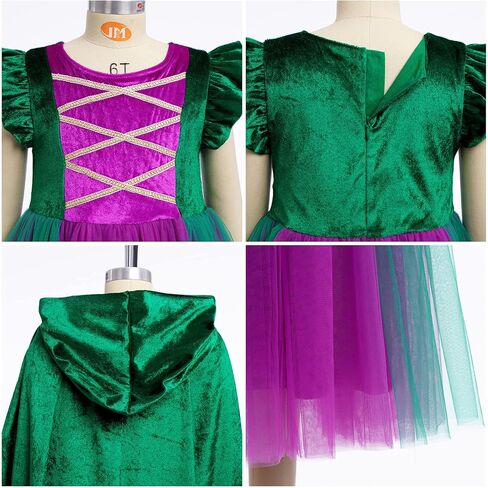 Awibmk Girls Witch Costume for Kids with Cape & Wigs Halloween Witch Sisters Cosplay Vancy Dress Up Play Outfit 4-12T in Saudi Arabia