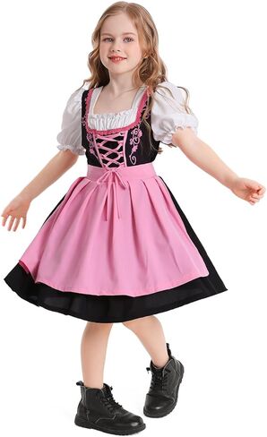 الأطفال الفتيات الألمانية مهرجان أكتوبر زي Dirndl فستان بافاريان فانك فستان هالوين زي Cosplay in Kuwait