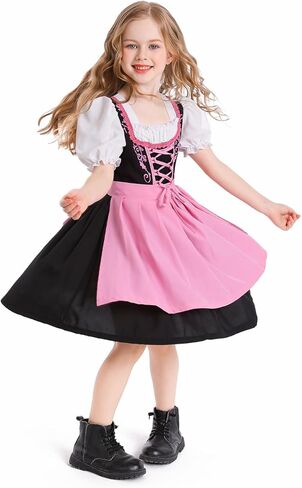 الأطفال الفتيات الألمانية مهرجان أكتوبر زي Dirndl فستان بافاريان فانك فستان هالوين زي Cosplay in Kuwait
