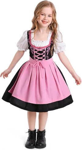 الأطفال الفتيات الألمانية مهرجان أكتوبر زي Dirndl فستان بافاريان فانك فستان هالوين زي Cosplay in Kuwait