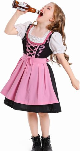 الأطفال الفتيات الألمانية مهرجان أكتوبر زي Dirndl فستان بافاريان فانك فستان هالوين زي Cosplay in Kuwait