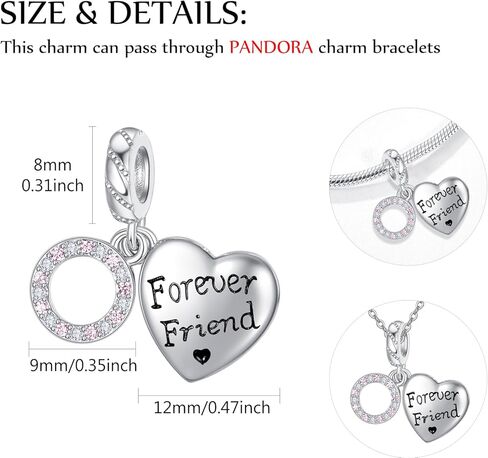 Charms for Friendship Family Bracelets 925 Sterling Silver Friend Bracelets for 2 Heart Pandora Charms Clearance Friendship Gift (PAW PRINT CHARM) in Kuwait
