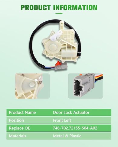 محرك قفل باب سيارة Scitoo Actuator Front Left Door Lock Actuator متوافق مع 1996-2000 لـ Honda Civic 746-702 72155-S04-A02 72155S04A02 DLA-57 DLA224 DLA57 1802-305947 72655-S04-J in Saudi Arabia