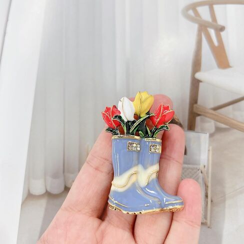 الوردي التمهيد توليب الزهور بروش المينا دبوس للنساء الفتيات خمر باقة أنيقة النباتية الأزهار كريستال دبابيس التلبيب دبابيس البستنة بائع الزهور البستانية عيد الحب حفل زفاف مجوهرات هدية in Kuwait