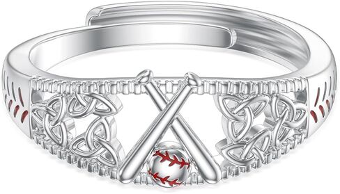 925 Sterling Silver Adjustable Baseball Ring Sport Baseball Jewelry Gifts for Men Women in Saudi Arabia