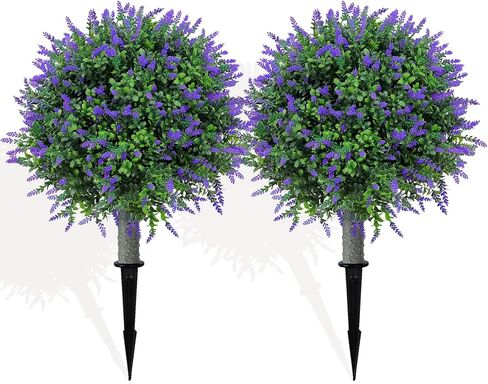 BOOKWOOD TOPIARY BALL (2 عبوة) - 17 "نباتات فو مقاومة للأشعة فوق البنفسجية للهبوط في الهواء الطلق والداخلية ، الشرفة ، حديقة ، فناء - شجيرات شجيرة مزيفة مع ارتفاع أرضي in Kuwait