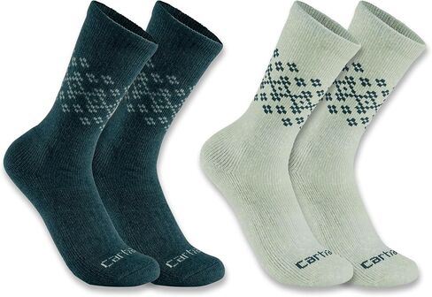 Carhartt Women's Midweight Synthetic-Wool Blend Fairisle Crew Sock 2 Pack in Saudi Arabia