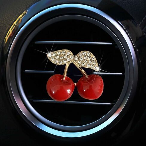 Cherry Car Air Vent Freshener Perfume Clip, Rhinestone Car Air Outlet Fragrance Perfume Clip Freshener, Bling Cute Car Accessories Car Decoration for Women,Air Fresheners,Car Decor (Cherry Flavor) in Saudi Arabia