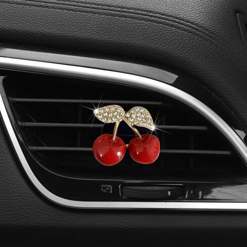 Cherry Car Air Vent Freshener Perfume Clip, Rhinestone Car Air Outlet Fragrance Perfume Clip Freshener, Bling Cute Car Accessories Car Decoration for Women,Air Fresheners,Car Decor (Cherry Flavor) in Saudi Arabia
