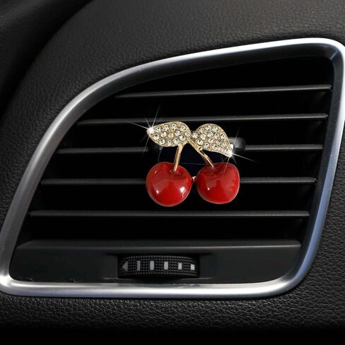 Cherry Car Air Vent Freshener Perfume Clip, Rhinestone Car Air Outlet Fragrance Perfume Clip Freshener, Bling Cute Car Accessories Car Decoration for Women,Air Fresheners,Car Decor (Cherry Flavor) in Saudi Arabia