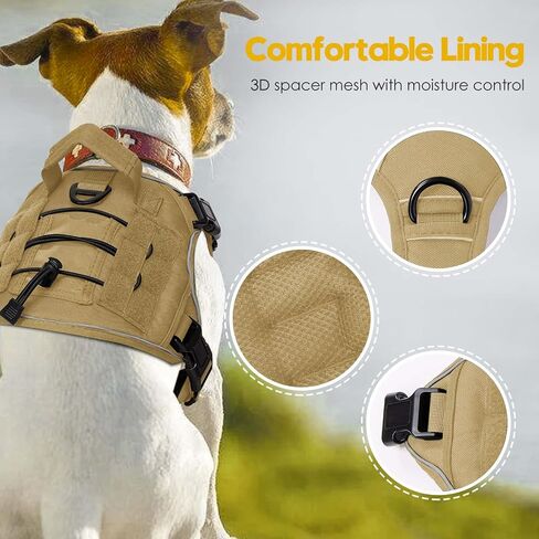 Heavy-Duty Tactical Dog Harness for Large Dogs, No Pull Adjustable Reflective Pet Vest with Molle System, K9 Military-Grade Control for Service Training, Outdoor & 10+ Breeds, Pink, Medium in Saudi Arabia
