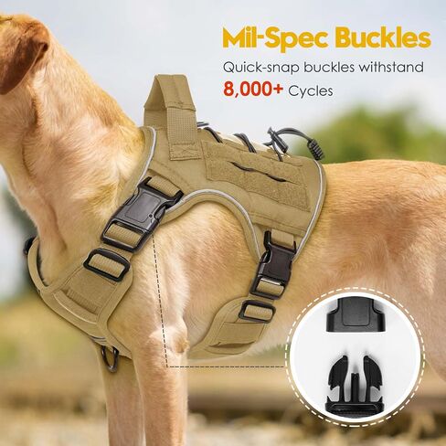 Heavy-Duty Tactical Dog Harness for Large Dogs, No Pull Adjustable Reflective Pet Vest with Molle System, K9 Military-Grade Control for Service Training, Outdoor & 10+ Breeds, Pink, Medium in Saudi Arabia