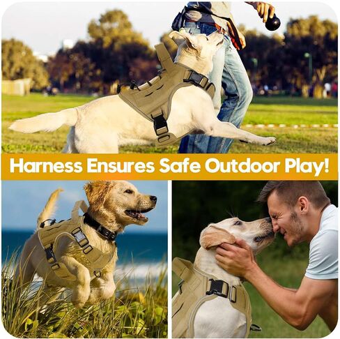 Heavy-Duty Tactical Dog Harness for Large Dogs, No Pull Adjustable Reflective Pet Vest with Molle System, K9 Military-Grade Control for Service Training, Outdoor & 10+ Breeds, Pink, Medium in Saudi Arabia