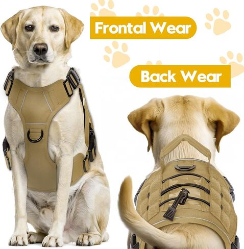 Heavy-Duty Tactical Dog Harness for Large Dogs, No Pull Adjustable Reflective Pet Vest with Molle System, K9 Military-Grade Control for Service Training, Outdoor & 10+ Breeds, Pink, Medium in Saudi Arabia