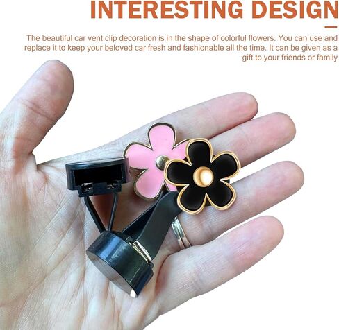 6PCS Car Air Vent Clip, Cute Daisy Air Conditioning Outlet Clip, Car Flower Air Freshener Clip, Auto Interior Decor Accessories for Women and Girls (Black-Pink-White, 6PCS) in Saudi Arabia